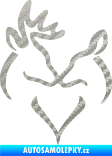 Samolepka Jelen laň láska levá 3D karbon stříbrný