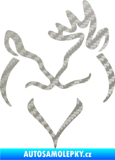 Samolepka Jelen laň láska pravá 3D karbon stříbrný
