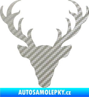 Samolepka Jelen trofej 003 3D karbon stříbrný
