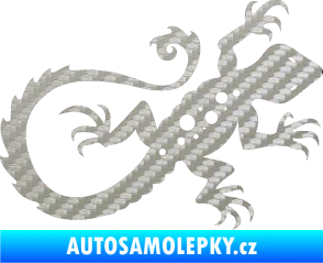 Samolepka Ještěrka 012 pravá 3D karbon stříbrný
