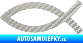 Samolepka Jesus rybička 002 křesťanský symbol 3D karbon stříbrný