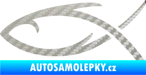 Samolepka Jesus rybička 008 3D karbon stříbrný