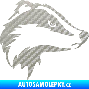 Samolepka Jezevec 002 pravá 3D karbon stříbrný