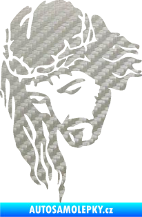 Samolepka Ježíš 003 levá 3D karbon stříbrný