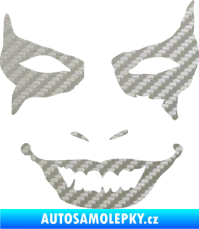 Samolepka Joker 004 tvář pravá 3D karbon stříbrný