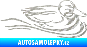 Samolepka Kachna 003 pravá ve vodě 3D karbon stříbrný