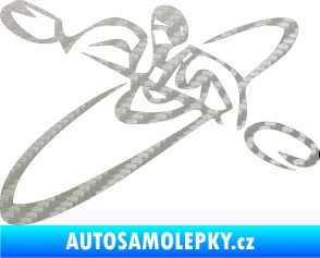 Samolepka Kajakář 001 levá 3D karbon stříbrný