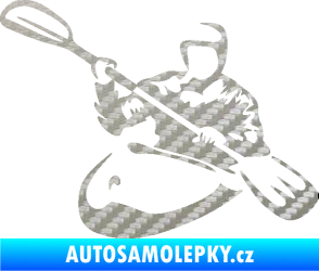 Samolepka Kajakář 004 levá 3D karbon stříbrný