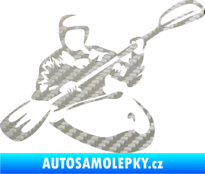 Samolepka Kajakář 004 pravá 3D karbon stříbrný