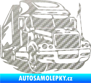 Samolepka Kamion 002 pravá nákladní auto 3D karbon stříbrný
