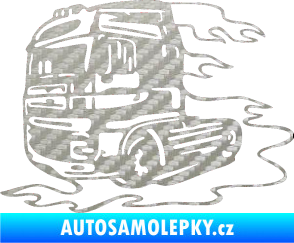 Samolepka Kamion 003 levá nákladní auto 3D karbon stříbrný