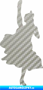 Samolepka Kankán 001 levá tanečnice 3D karbon stříbrný
