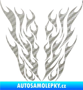 Samolepka Kapota 012 plameny 3D karbon stříbrný