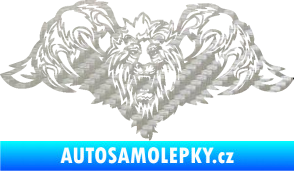 Samolepka Kapota 041 lev 3D karbon stříbrný