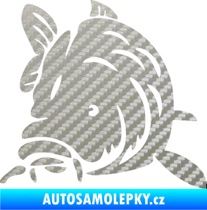 Samolepka Kapr 002 levá 3D karbon stříbrný