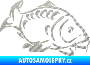 Samolepka Kapr 006 pravá 3D karbon stříbrný