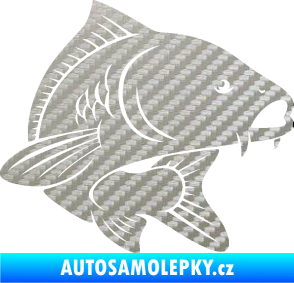 Samolepka Kapr 008 pravá 3D karbon stříbrný