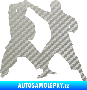 Samolepka Karate 013 pravá souboj 3D karbon stříbrný