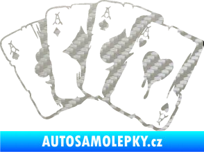 Samolepka Karty 004 3D karbon stříbrný