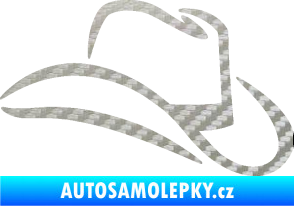 Samolepka Klobouk 002 pravá 3D karbon stříbrný
