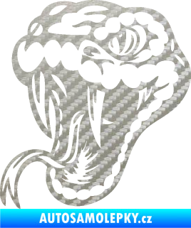 Samolepka Kobra 006 levá hlava 3D karbon stříbrný