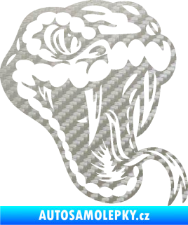 Samolepka Kobra 006 pravá hlava 3D karbon stříbrný