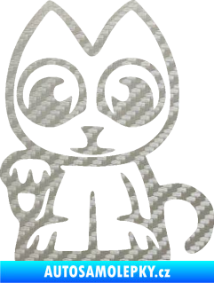 Samolepka Kočička lucky cat JDM levá 3D karbon stříbrný