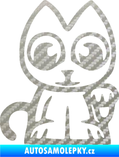 Samolepka Kočička lucky cat JDM pravá 3D karbon stříbrný