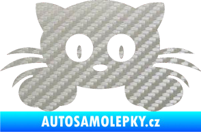 Samolepka Kočka 007 levá 3D karbon stříbrný
