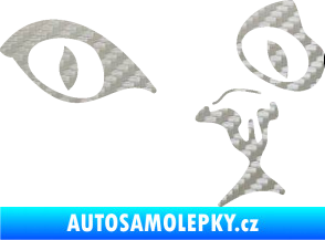 Samolepka Kočka 010 pravá 3D karbon stříbrný