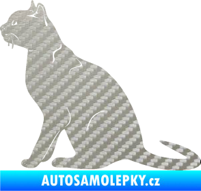 Samolepka Kočka 021 levá 3D karbon stříbrný