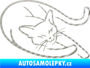 Samolepka Kočka 022 pravá 3D karbon stříbrný