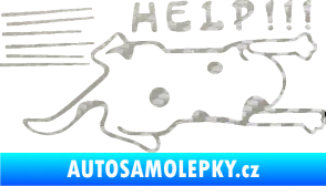 Samolepka Kočka Help samolepka na bok  3D karbon stříbrný