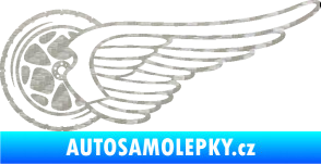 Samolepka Kolo s křídlem levá 3D karbon stříbrný