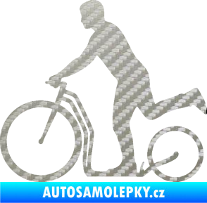 Samolepka Koloběžka 001 levá jízda  3D karbon stříbrný