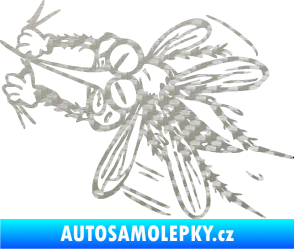 Samolepka Komár 002 levá 3D karbon stříbrný