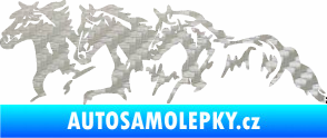 Samolepka Koníci 004 levá stádo 3D karbon stříbrný