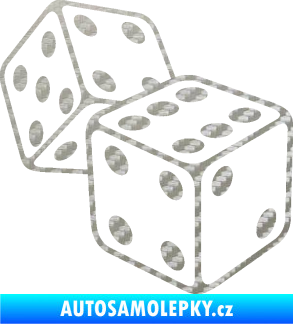 Samolepka Kostky 003 pravá hrací kostky 3D karbon stříbrný
