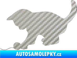 Samolepka Koťátko 001 levá 3D karbon stříbrný