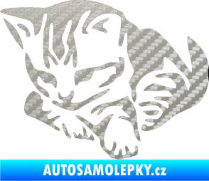 Samolepka Koťátko 003 levá 3D karbon stříbrný