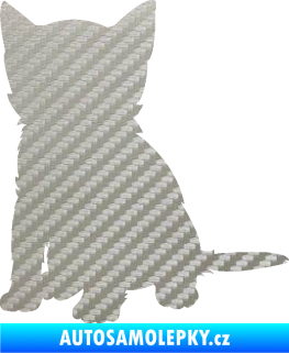 Samolepka Koťátko 005 levá 3D karbon stříbrný