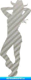 Samolepka Kovbojka 002 levá 3D karbon stříbrný