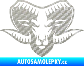 Samolepka Kozel 006 hlava 3D karbon stříbrný