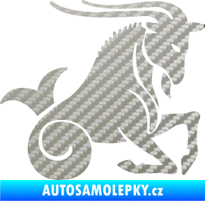 Samolepka Kozoroh 004 pravá 3D karbon stříbrný