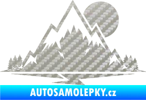 Samolepka Krajina hory 001 pravá 3D karbon stříbrný