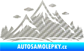 Samolepka Krajina hory 002 pravá 3D karbon stříbrný