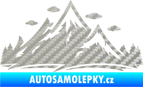 Samolepka Krajina hory 002 levá 3D karbon stříbrný