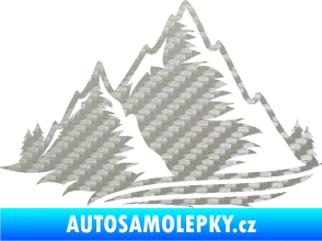 Samolepka Krajina hory 003 levá 3D karbon stříbrný