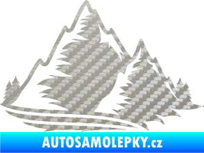 Samolepka Krajina hory 003 pravá 3D karbon stříbrný