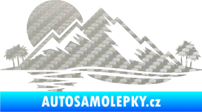 Samolepka Krajina hory 004 levá 3D karbon stříbrný